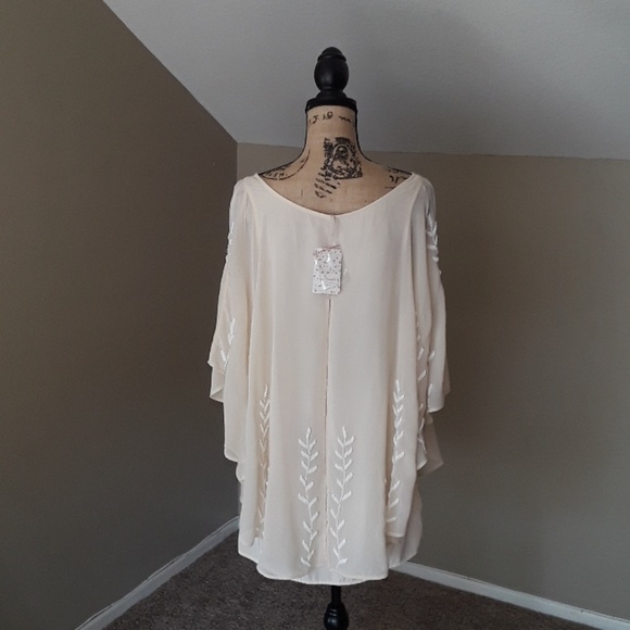🥳HP🥳 NWT, Free People Nude Embellished Cape Dress - Picture 11 of 17